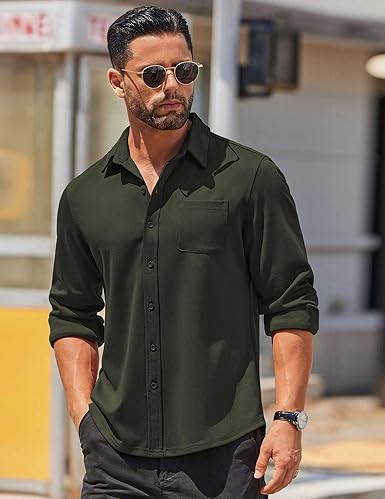 COOFANDY Mens Long Sleeve Wrinkle Free Shirts Casual Button Down Stretch Dress Shirt with Pocket - Image 2