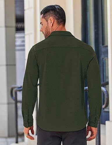 COOFANDY Mens Long Sleeve Wrinkle Free Shirts Casual Button Down Stretch Dress Shirt with Pocket - Image 4