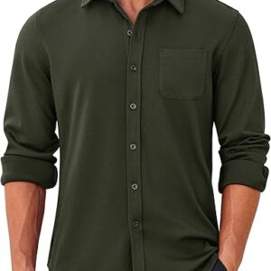 COOFANDY Mens Long Sleeve Wrinkle Free Shirts Casual Button Down Stretch Dress Shirt with Pocket