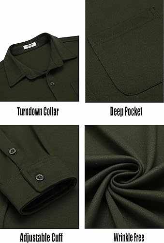 COOFANDY Mens Long Sleeve Wrinkle Free Shirts Casual Button Down Stretch Dress Shirt with Pocket - Image 3